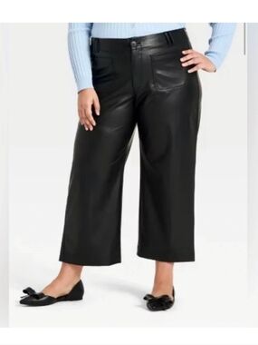 A New Day Pants & Jumpsuits | Women's Faux Leather Sailor Pants Color: Black 